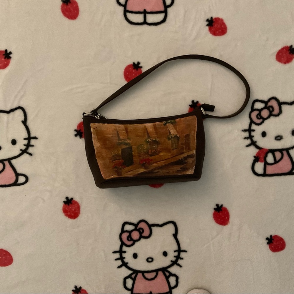 Street Scene Print Painted Shoulder/Hand Bag